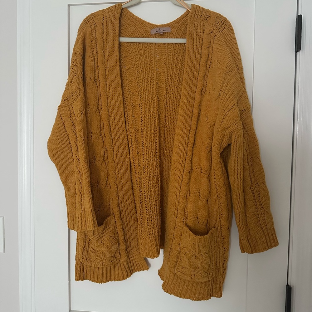 Love Tree Yellow Chunky Knit Cardigan Sweater
